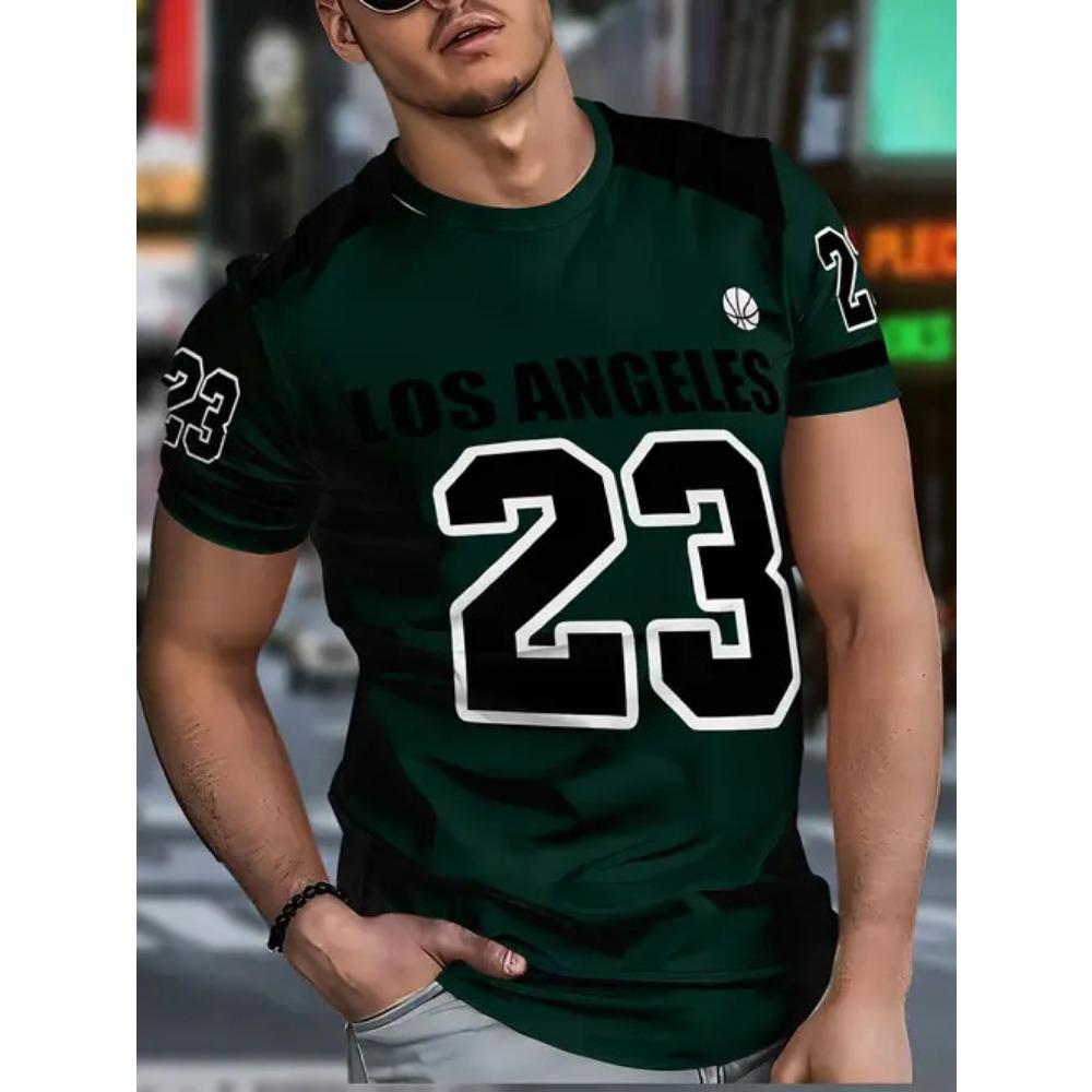Summer Round Neck 3D Gradient Print Top Fashionable Casual Short Sleeved Men's T-shirts