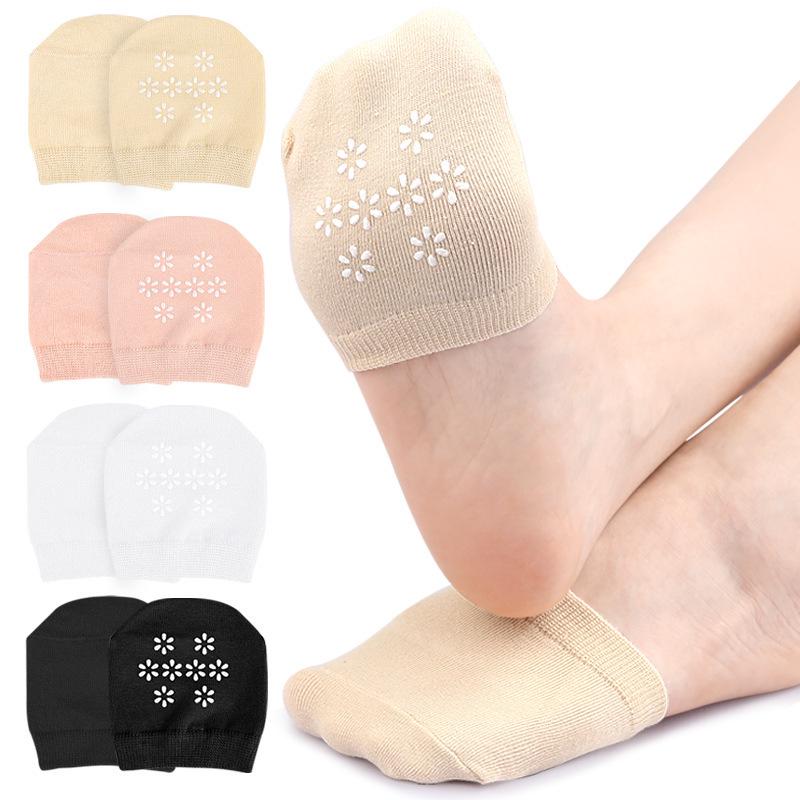 Women's Breathable Mesh Forefoot Socks - Non-Slip, Sweat-Absorbent, Solid Color Half Socks