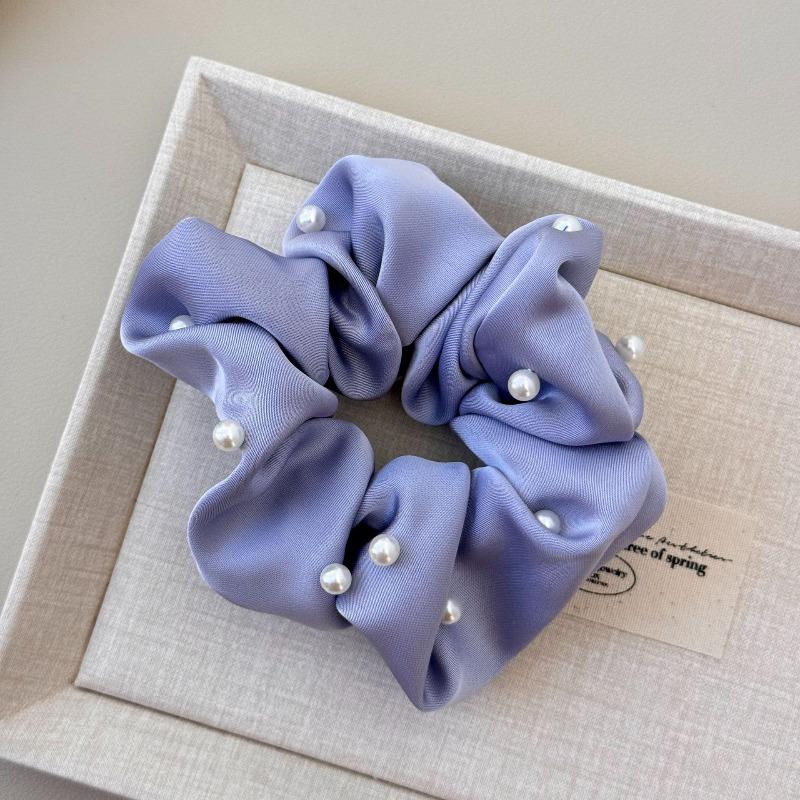 Sweet and Soft Pearl Large Intestine Hair Band for Women Japanese-style Satin  Versatile High Ponytail Headwear  Hair Accessory  Hair Tie Hair Tie