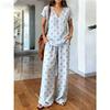 16 overseas hot-selling printing sets, classic European and American style, loose wide-leg pants women's fashion wear two-piece set