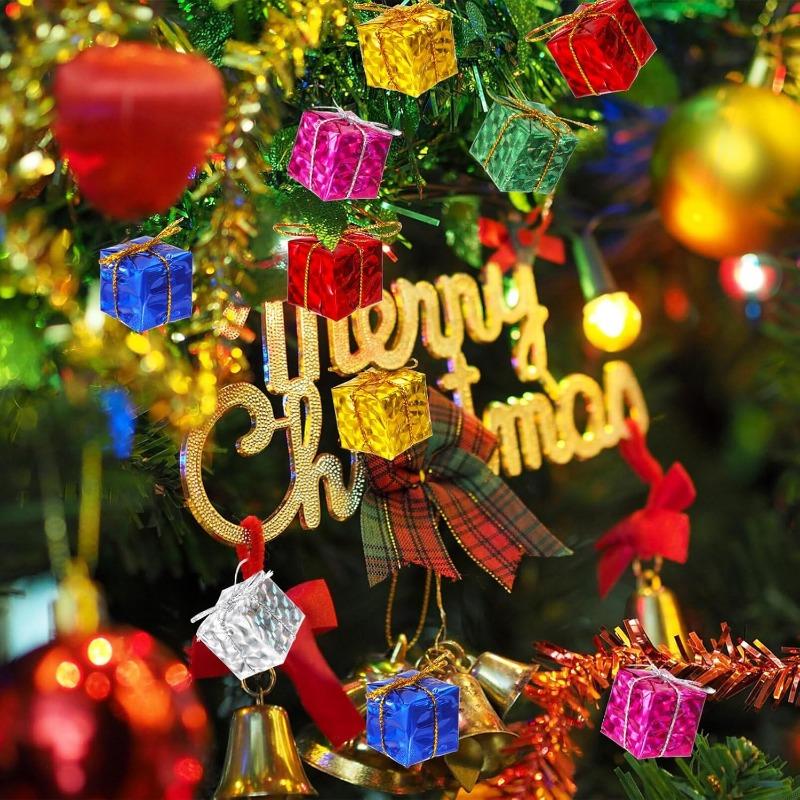 12–120 Stück Mini-Geschenkboxen, Anhänger zum Aufhängen am Weihnachtsbaum, bunte Schaumstoff-Geschenkbox, Ornamente, DIY, Neujahrsparty, Heimdekoration