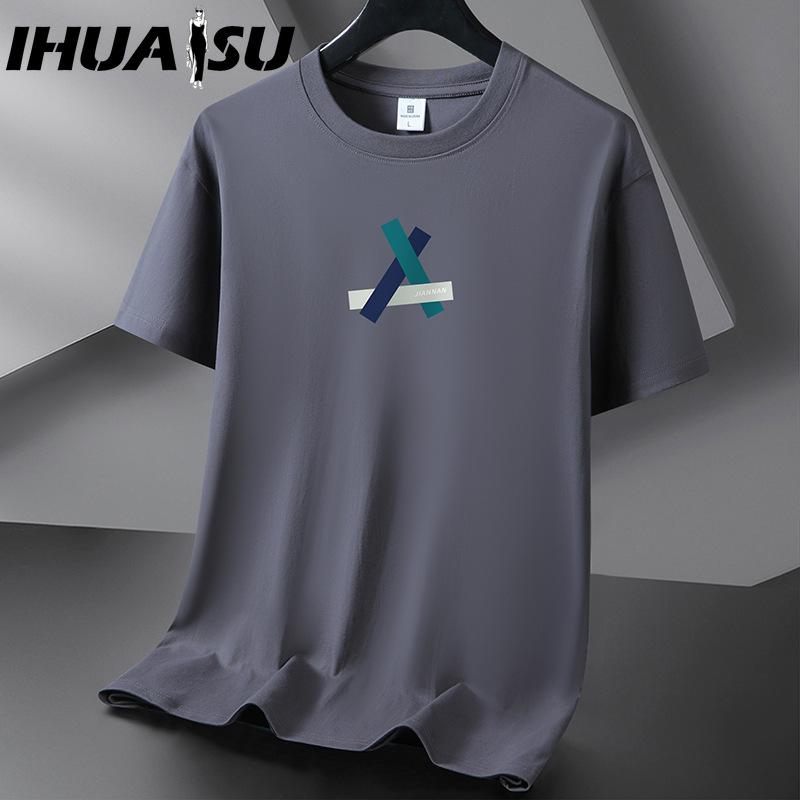 IHUASU Kurzarm-T-Shirt aus Baumwolle für Herren, modisch, lockeres Halbarmhemd, bedrucktes mitfühlendes Hemd