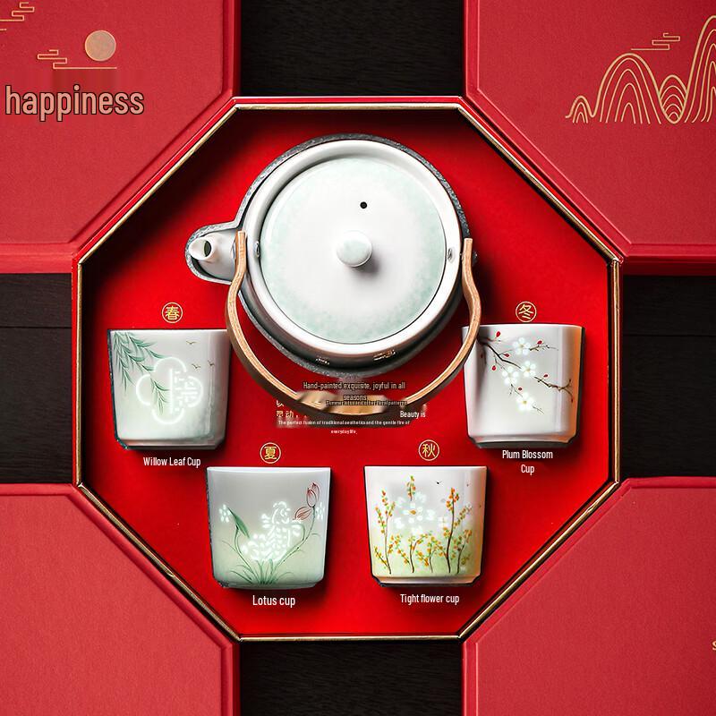 Songyun Hand-Painted Four Seasons Zisha Tea Set
