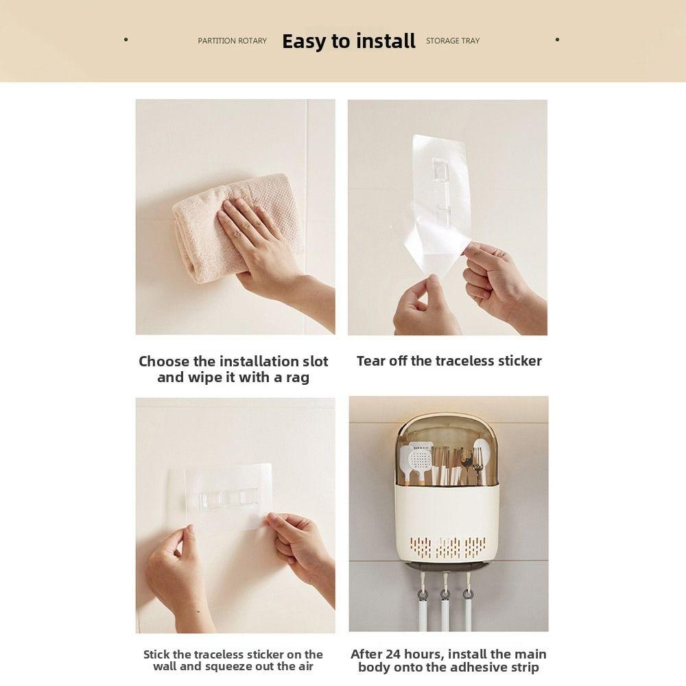 Dust-proof Utensil Holder Wall Mounted Chopstick Holder Durable Chopstick Storage Box  Kitchen