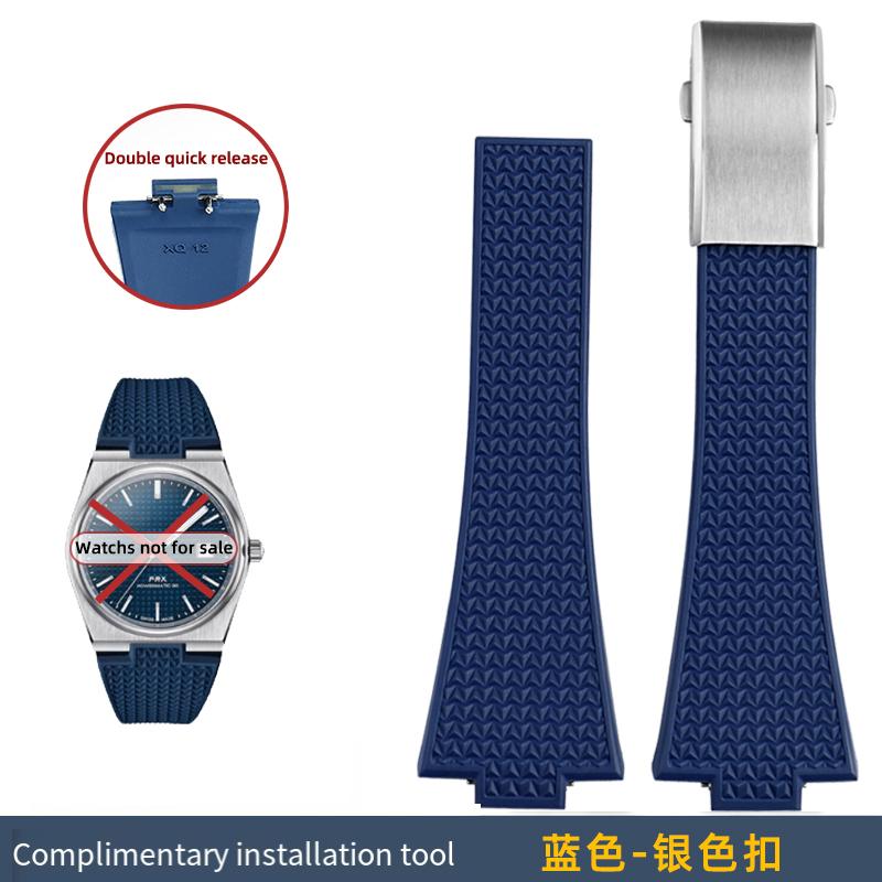For 1853 Tissot PRX Fluororubber Strap T137 strap T137.410 T137.407 VITON Watch Band Bracelet 40mm T137407 t137410 Blue strap