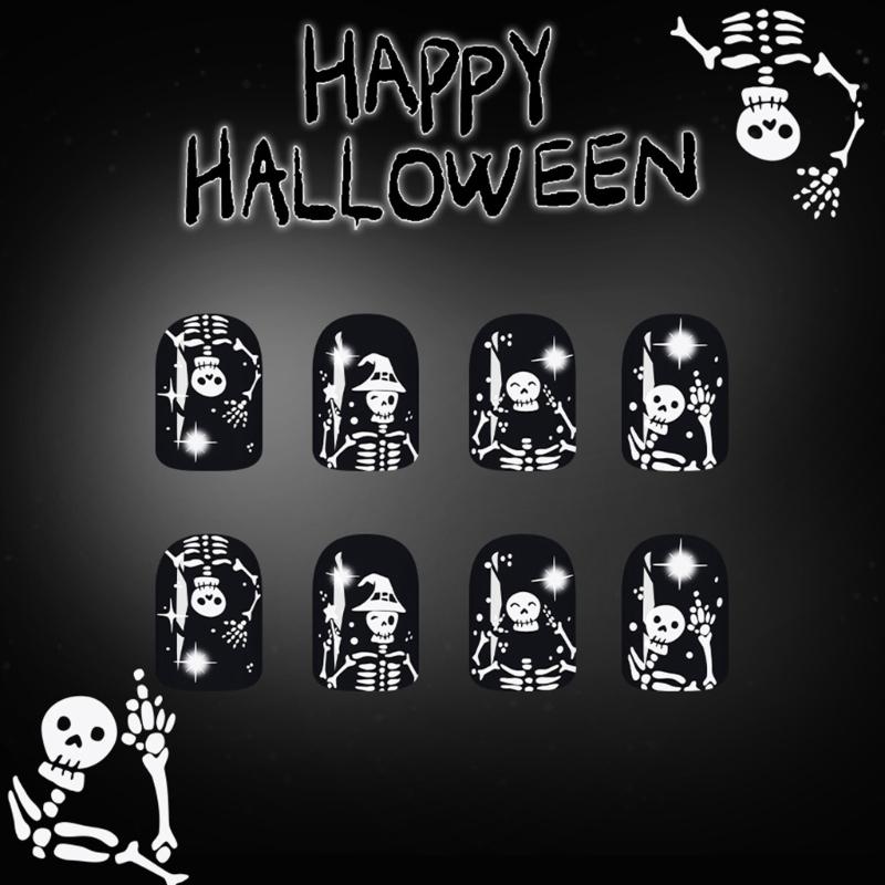 Halloween False Nail 24PCS Glittering Festival Fingernail Art Friendly For Party Costume