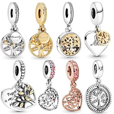 2024 New 925 Sterling Silver Various Tree Shape Pendant Charm Collection Fit Originalfashion Bracelet Women Jewelry Gift Diy