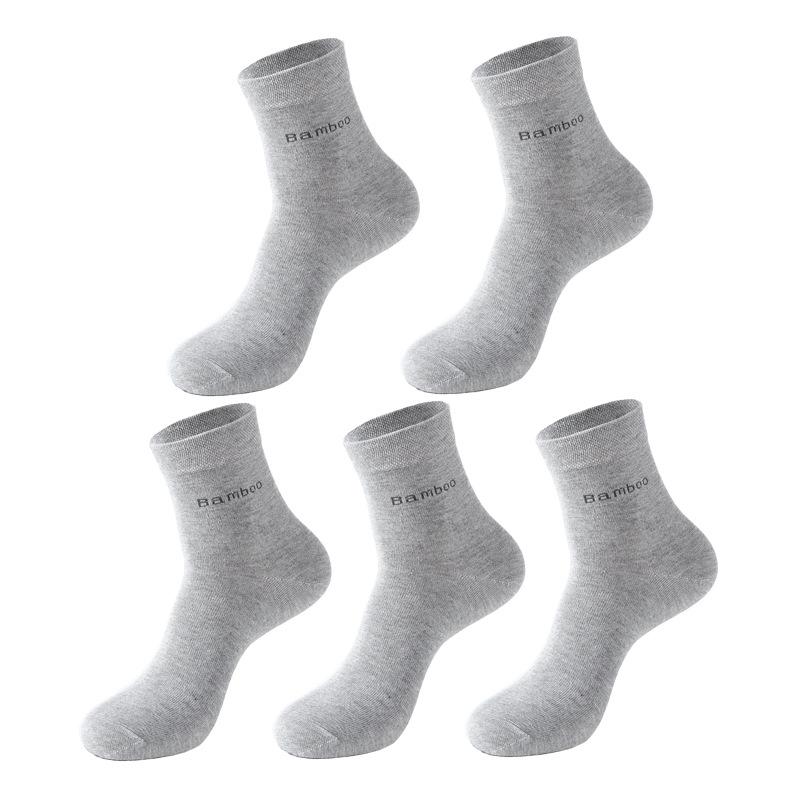 Men's Bamboo Fiber Mid-Calf Socks - Breathable, Sweat-Absorbent, Business Casual for All Seasons.