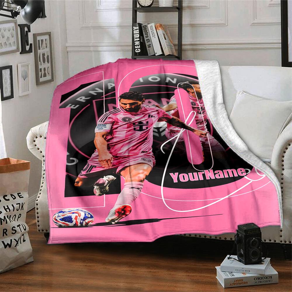 Messi Customize Your Name Blanket Cozy Customizable Blanket Ultra-Soft Great for Livingroom Chair Couch Picnics Ideal for All Seasons