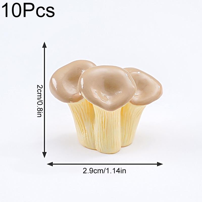 10pcs Mini Ornaments DIY Resin Mushroom Ornaments Cute Simulation Mushroom Black Fungus 11 Styles