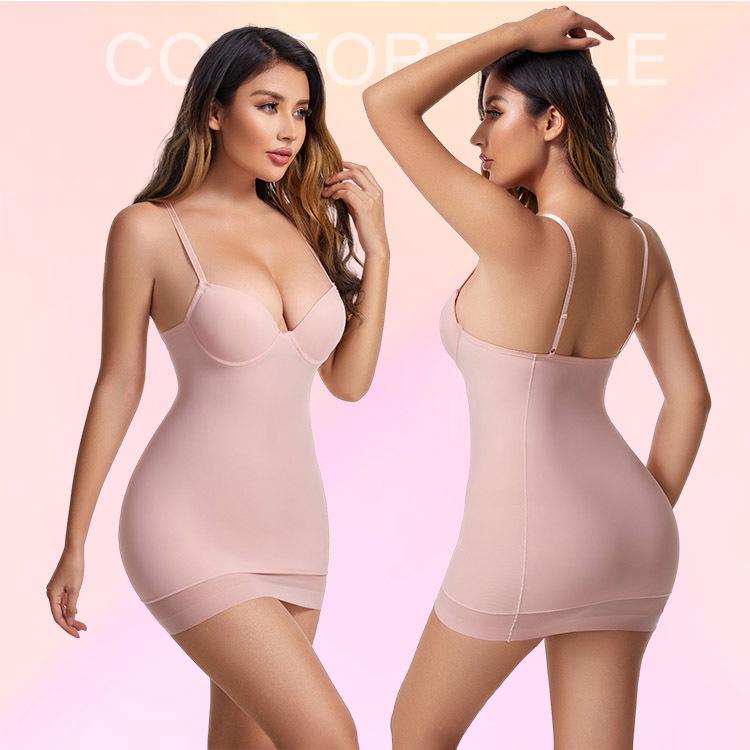 Plus Size Postpartum Body-Shaping Dress with Built-in Bra and Abdominal Support