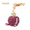 Fashion Cute Crystal Stone Apple Keyring Metal Car Key Chain Purse Bag Decor Gift Suspension Trinket