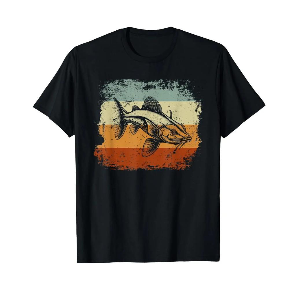 Retro Style Redfin Catfish Fish T Shirt Vintage Streetwear Slightly Top For Everyday Wear Graphic Casual Comfortable