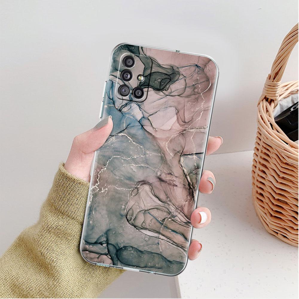 Marble Pattern Clear Case For Samsung Galaxy A52 A12 A51 A32 A21s A71 A32 A22 A50 A70 A31 A72 5G Phone Cover