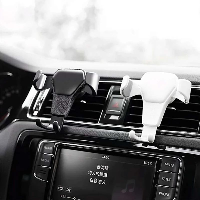 Car Leather Cell Phone Holder Car Air Vent Universal Cell Phone Holder Automatic Locking Anti-shaking Firm Holder