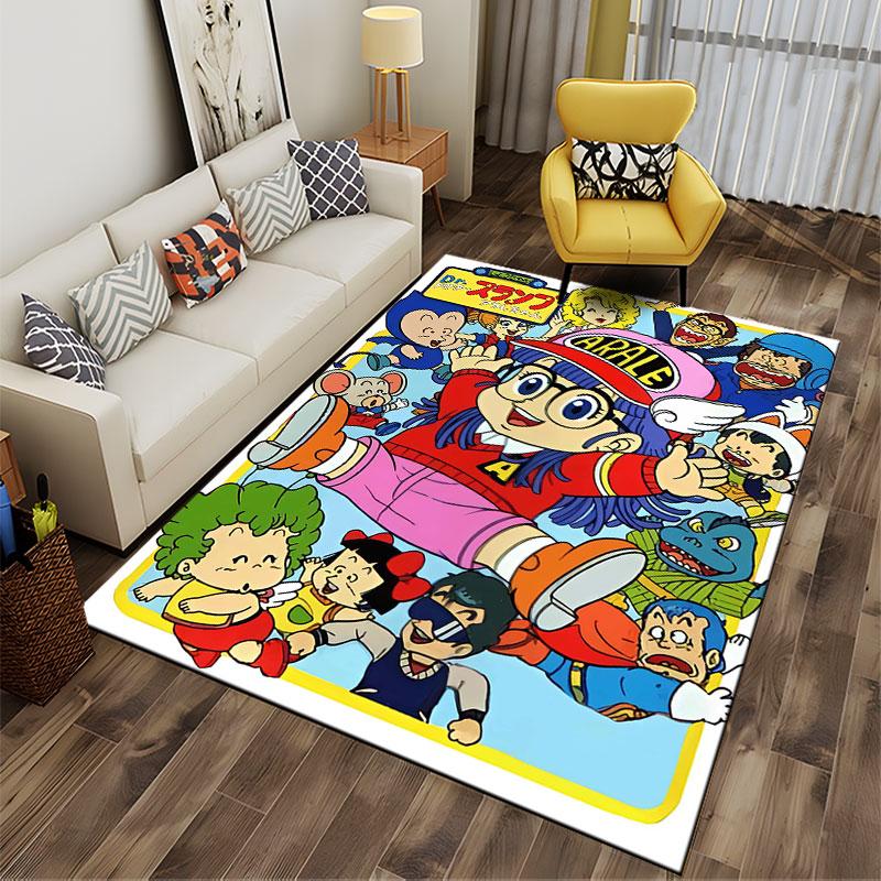Colorful Dr. Slump Cartoon Design suitable as a non-slip mat for the living room or bedroom sofa