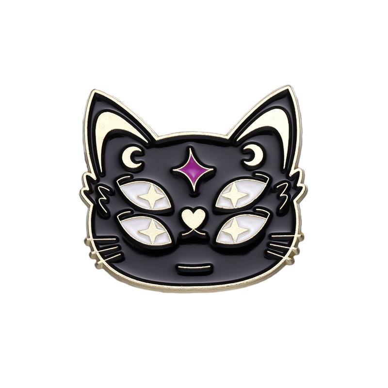 Stylish Alloy Animal Brooch Featuring A Magical Black Cat And Purple Hat Design