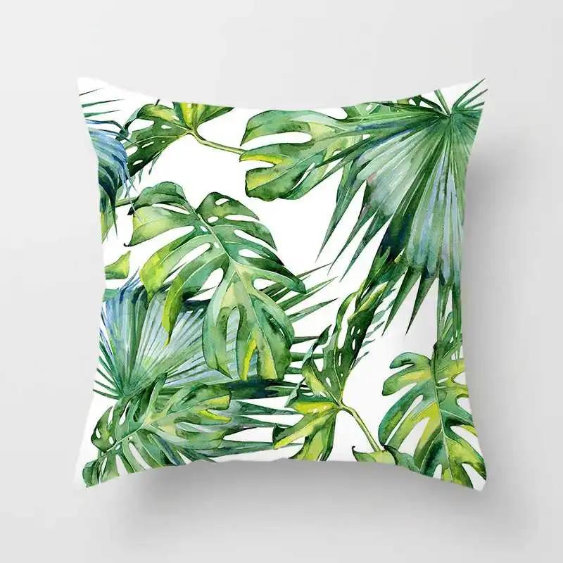 Tropical Plants Cactus Monstera Summer Decorative Throw Pillows Cushion Cover Palm Leaf Green Home Decor Pillowcase