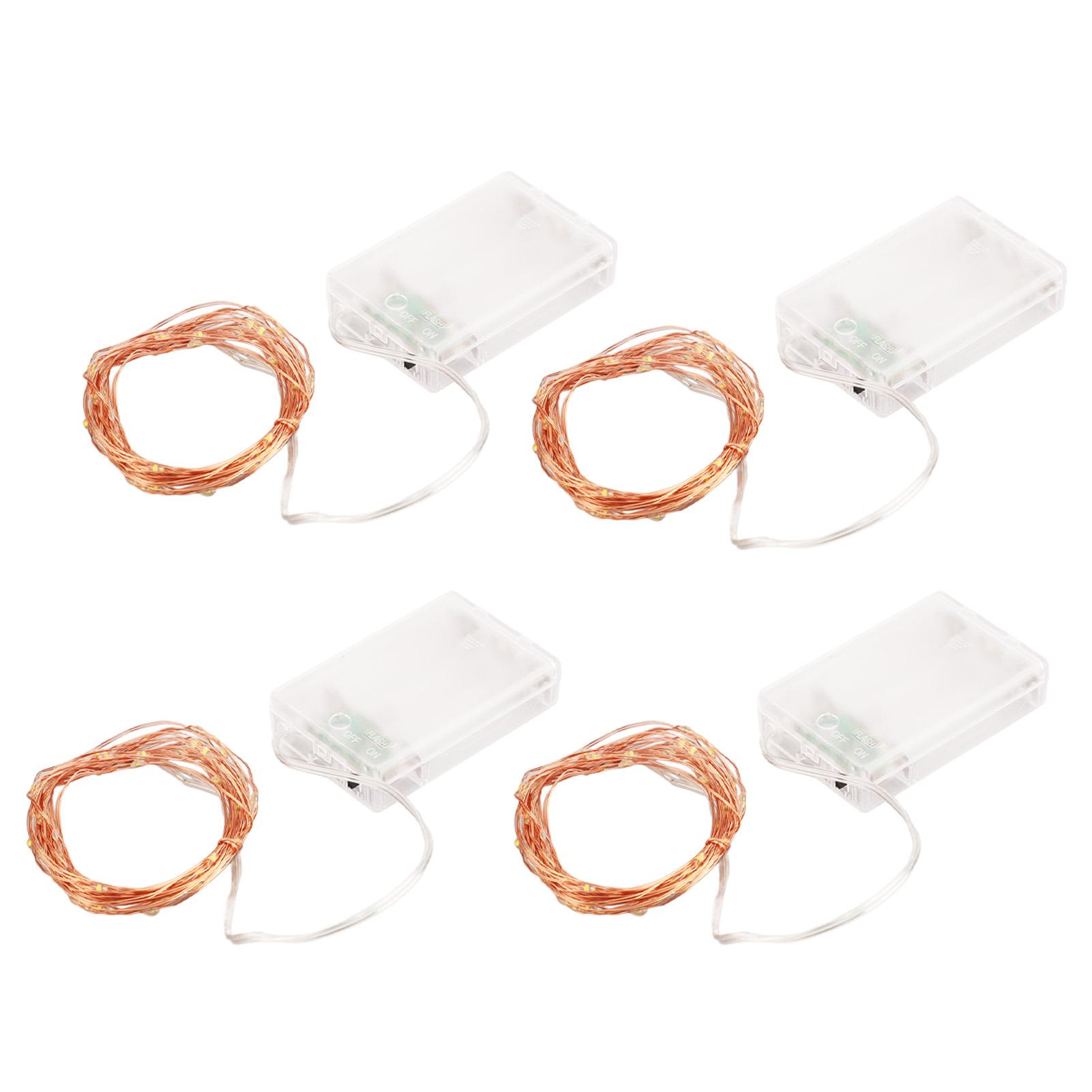 4pcs LED String Lights 5.3m 52pcs Lamp Beads Warm Lighting Waterproof DIY Shaping Battery Powered Fairy String Lights