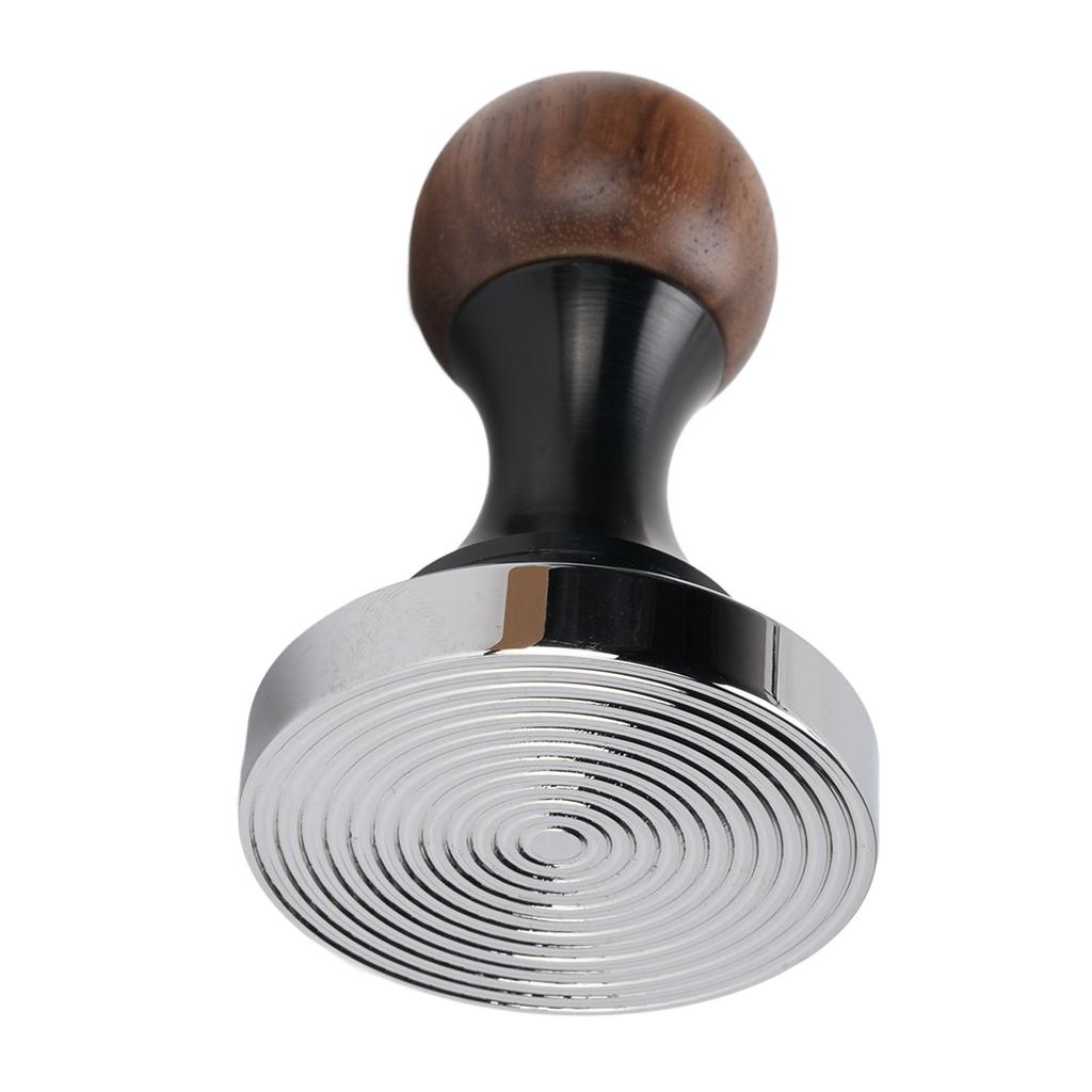 Valnötsträhandtag Kaffepress Professionell Lätt att Rengöra Kaffepulverhammare Pressverktyg Gängad Botten