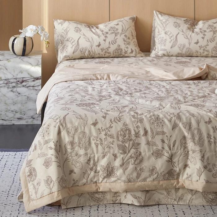 Cotton summer quilt air conditioner Xia Liang quilt pure cotton bed sheet4-piece set dormitory single summer thin quilt washable