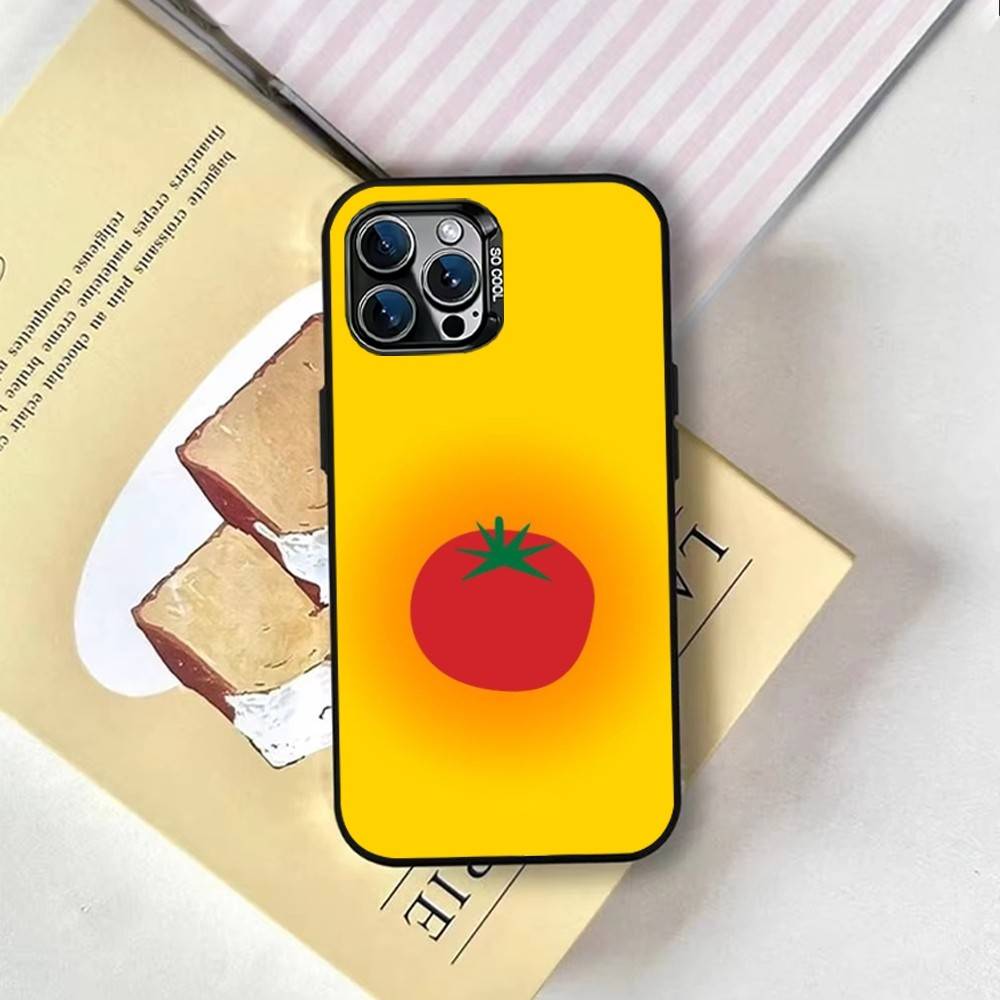 Tomato Fruit Clear Korean Cute ins Phone Case For iPhone 17,16,15,14,13,12,11 Plus,Pro Max,XS,Colored Silver Plated Inside Cover