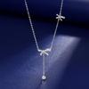 Elegant S925 Sterling Silver Bow Tassel Necklace: Luxury Clavicle Chain for Women with a Chic, Sophisticated Touch.