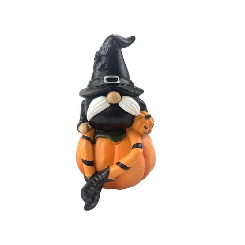 

Halloween Pumpkin Gnomes with Witch Hat Miniature Ornament Resins Craft Figurine Ornament for Home Garden Decoration
