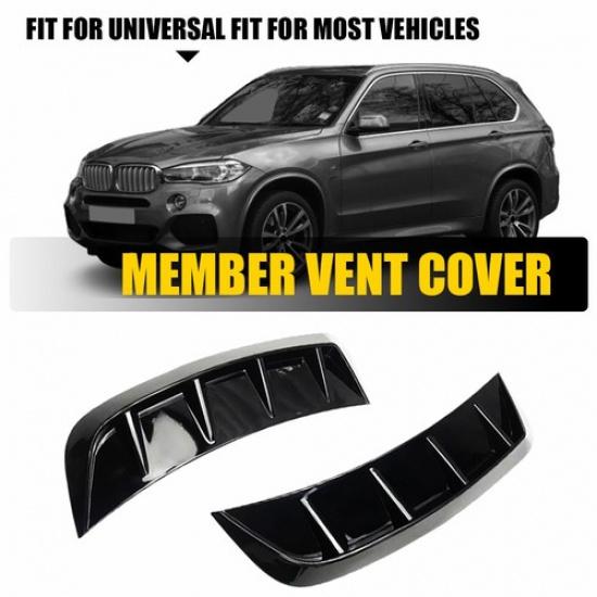 Пара универсальных черных глянцевых боковых наружных автомобильных вентиляционных решеток, крышек крыла, накладок