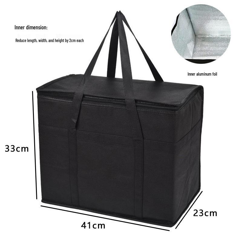 Large Capacity Double Zipper Insulated Picnic Ice Pack Bag – Black Non-woven Fabric