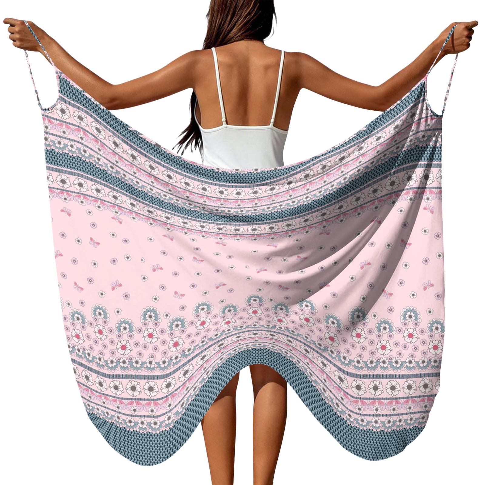 Women s Swimsuit Cover Up Cross Strap Wrap Dress Beachwear with Floral Print for Vacation Pool Party and Casual Outings M