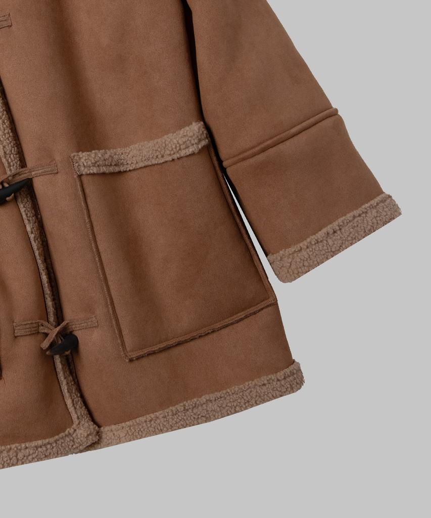 Place Studio Suede Oversized Flap Pocket Duffle Coat Jacket [Brown]