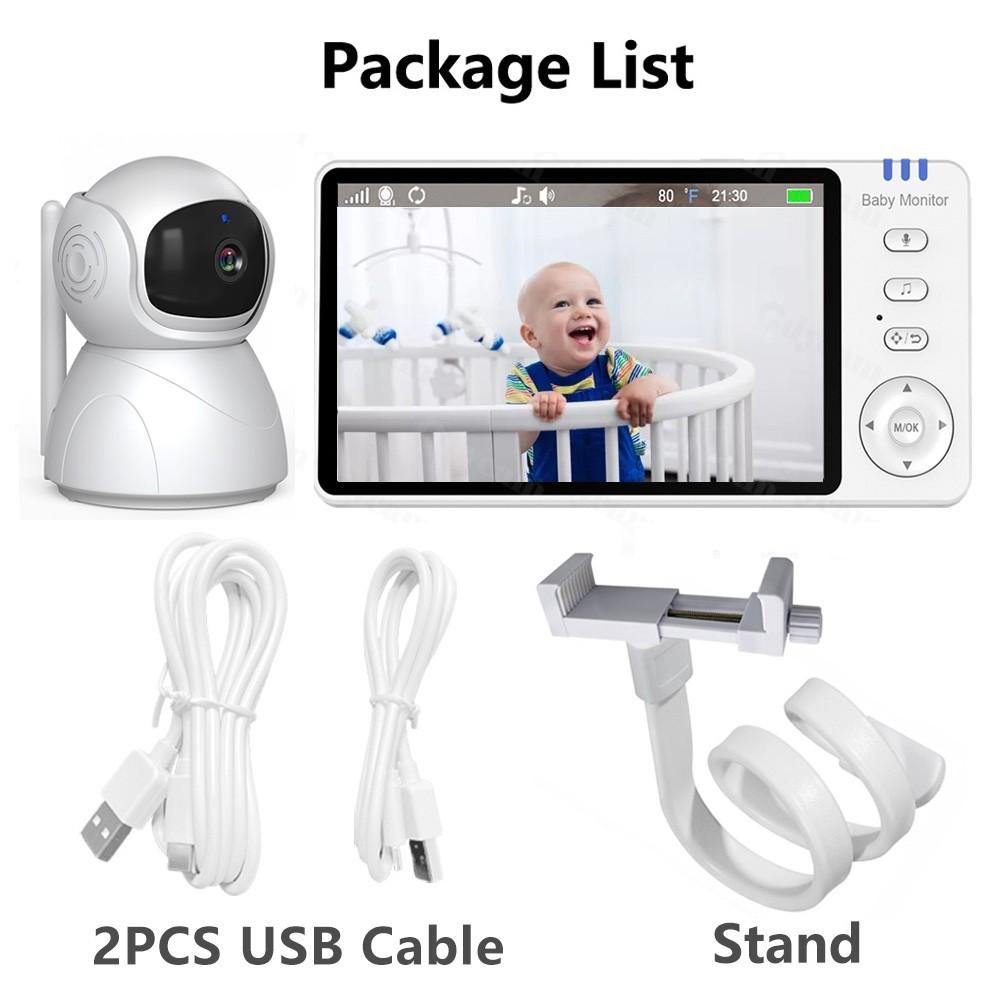 5 Inch HD Baby Monitor With Camera Two-Way Audio Electronic Babysitter Night Vision Nanny Video IPS Screen Baby Monitor