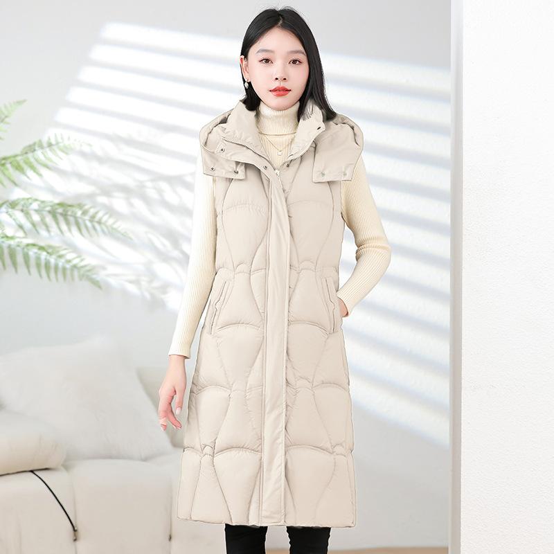 

Cotton vest medium and long slim fit hooded versatile sleeveless vest fashion rhombus cotton vest tide XXXL бежевый