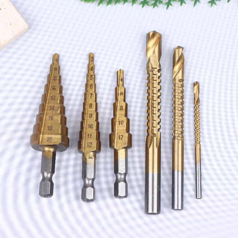 

6 Pcs Titanium Drill Bits Set, 3-12Mm For Metal Wood, Hard Steel Twist Bits, Corrosion Resistant, Precision Hole Enlarging Tools B