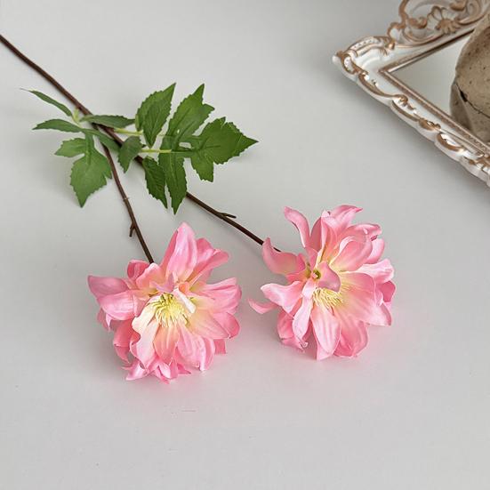 2 Köpfe Künstliche Dahlienblumen Realistisches Seiden-Dahlien-Strauß mit langem Stiel 28 Zoll Herbst-Blumenarrangement für DIY-Hochzeits-Tischdekoration Zuhause