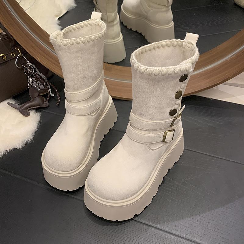 

Модные зимние женские сноубутсы на платформе с толстой подошвой, массивные, с мехом, удобные, теплые, хлопковые короткие ботильоны 39 бежевый