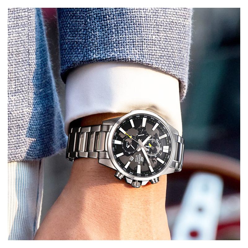 Casio EDIFICE Creative Earth Voděodolný Křemenný Strojek Nerezový Pásek Japonské a Korejské Hodinky Pánské Hodinky Černý Ciferník EFR-303D-1AVUPR