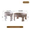 American Retro Round Side Table: Solid Wood Carved Coffee Table for Hotel or Homestay Décor