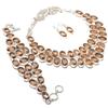 Morganite Oval Shape Gemstone Jewelry Set Handmade Necklace Bracelet Earrings