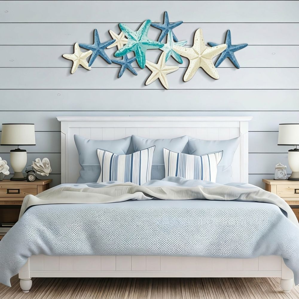 2D Flat Wooden Starfish Wall Decor Nautical Aesthetic Coastal Ocean-themed Wall Art Beach House
