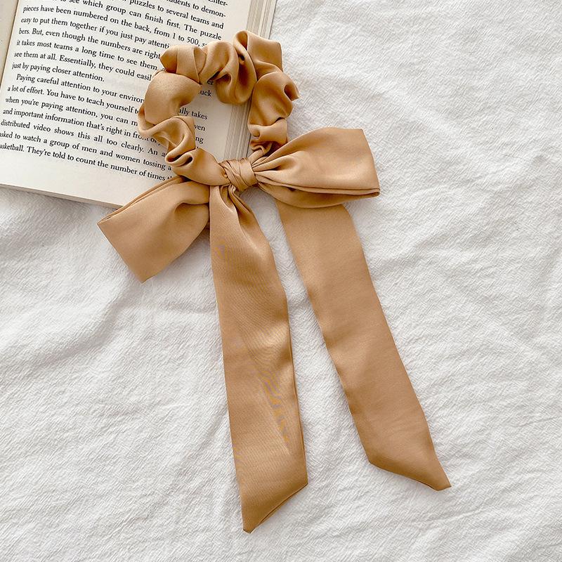 

Satin Large Intestine Sweet Hair Band Simple Bow Fashionable Black Mourning Hair Rope as the picture