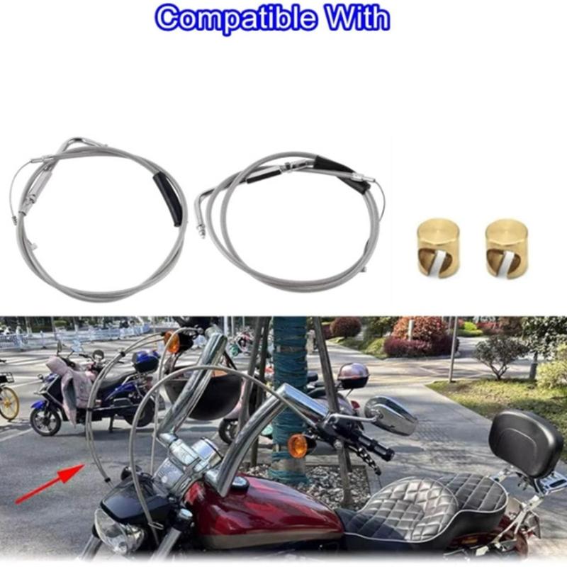 Motorcycle 42'' Throttle and Idle Cable Set for Davidson FXST FLST FLT XL 1996-UP 56579-02A Stainless Steel Idle Cable