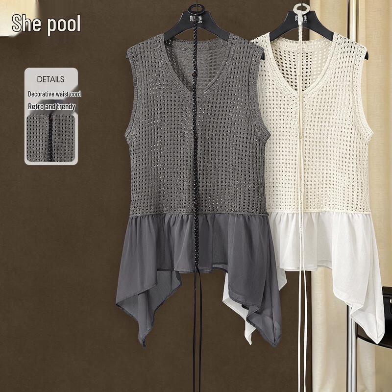 Women s Lyocell Linen Knit V-Neck Vest One Size
