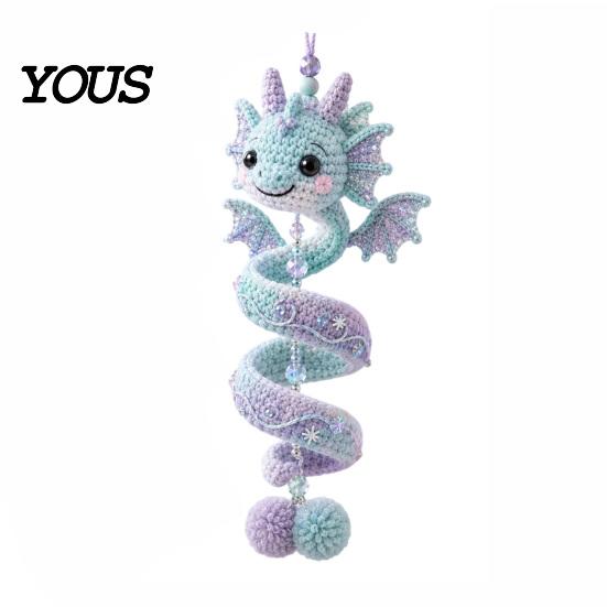 Anpassbares Garn-Drachen-DIY Spiral-Hängeornament-Set, Einfach zu montierendes Dekoratives Kunsthandwerk, Handgefertigte Skulptur Handgehäkeltes Set für C