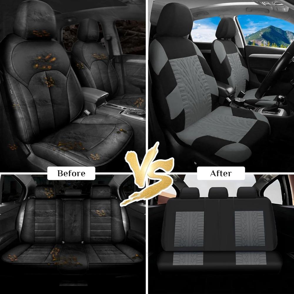 Car Seat Covers Polyester Front Bucket Seat Protectors with Back Premium Sporty Seat Cushions, Auto Accessories for Car SUV