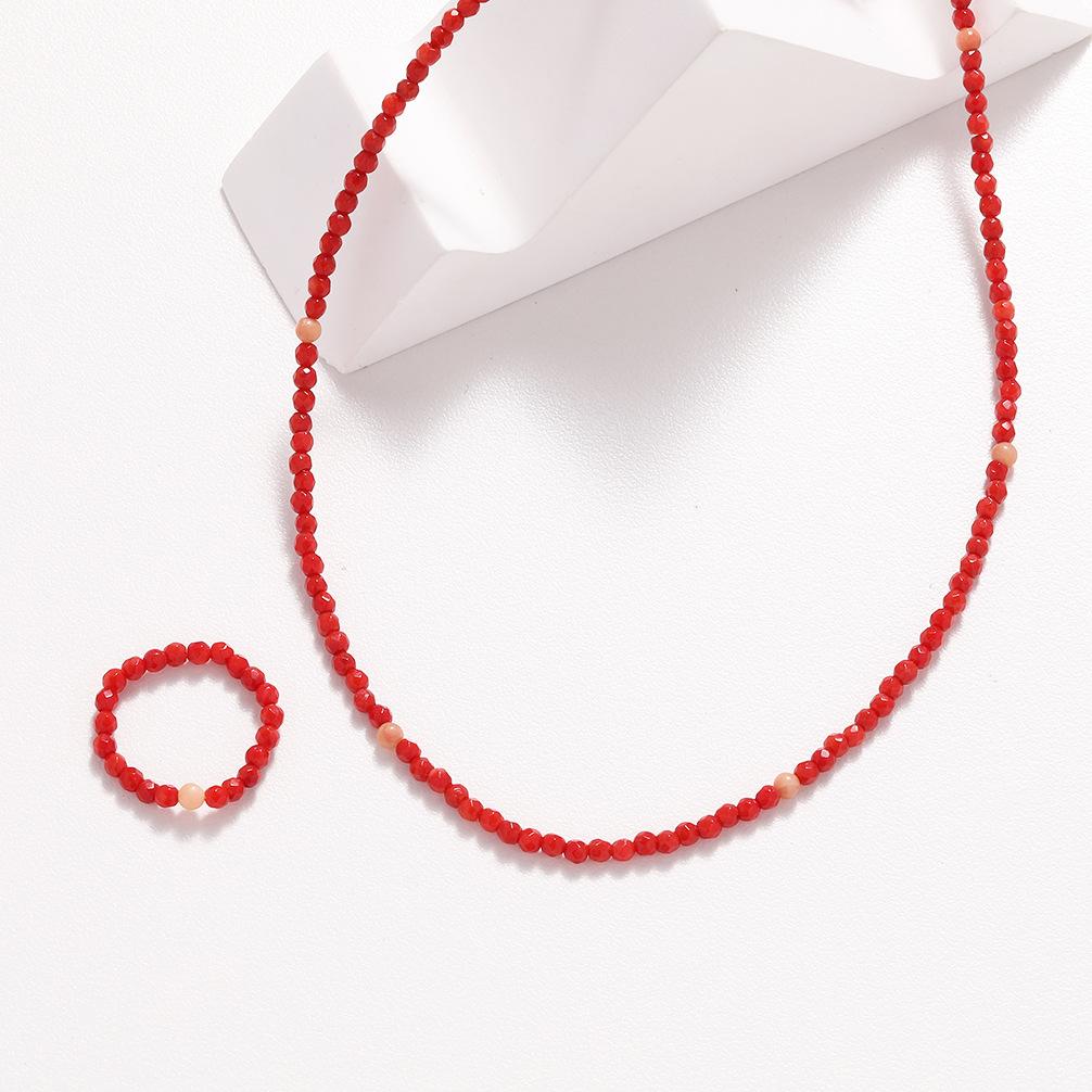 

Mone ретро хрустальное кораллово-красное ожерелье ручной работы из бисера женская невыцветающая цепочка на ключицу цепочка на шею