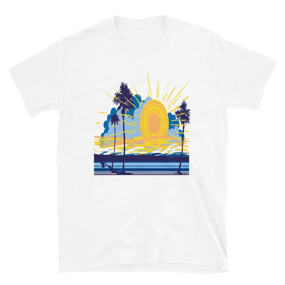 Beach Sunset Palms & Ocean Vacation Getaway T-Shirt 2XL