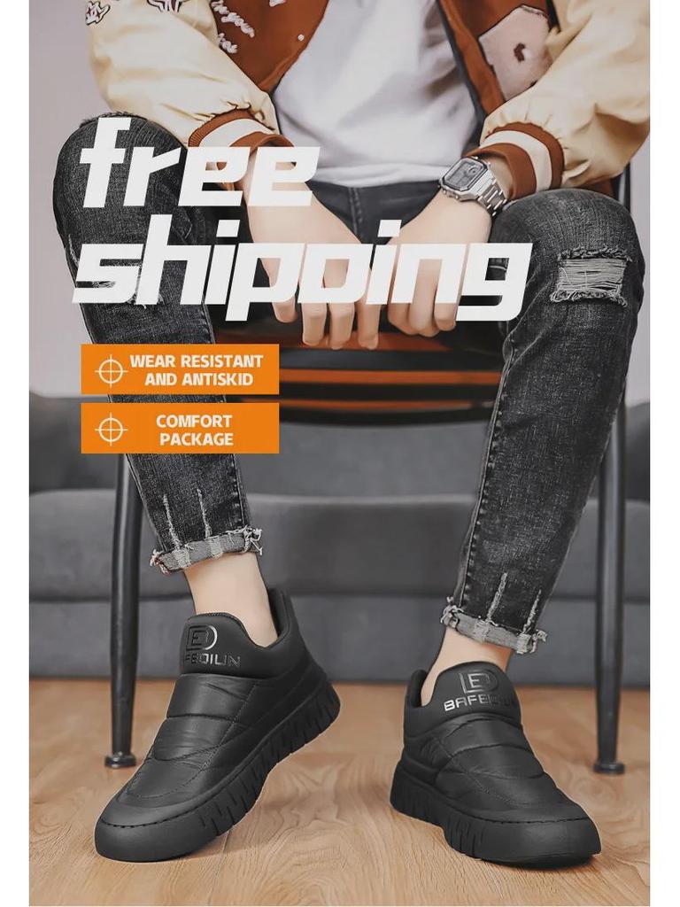 Men's Warm Velvet Canvas Shoes: Winter Slip-on Soft Sole Toad Trend