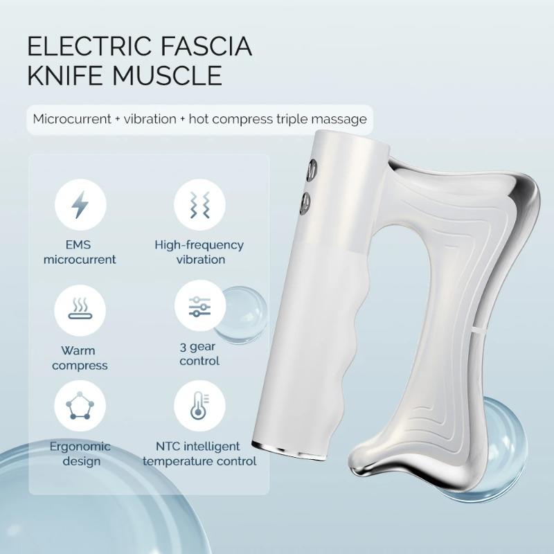 2026 Nuovo Coltello Elettrico per Fascia Massaggiatore Vibrante per il Corpo 10500 Giri/min Massaggiatore ad Alta Vibrazione Pettine Riscaldante per Lifting del Corpo Strumento di Massaggio